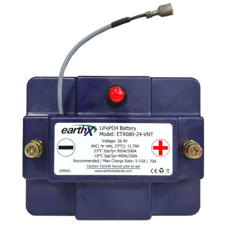 EARTHX ETX680-24-VNT  BATTERIA AL LITIO PER AEREI 26.4V, 1 hr/ 1C rate - 11.7ah, Case U