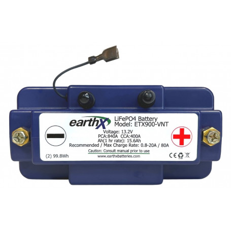 EARTHX ETX900-VNT LITHIUM AIRCRAFT BATTERY 13.2V, 1 hr/ 1C rate - 15.6ah, Case E