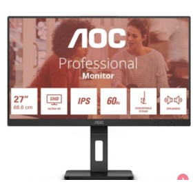 MONITOR AOC LCD IPS 27" WIDE FRAMELESS 4K U27E3UF 4MS MM UHD 1000:1 BLACK 2XHDMI DP VESA