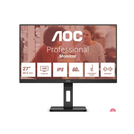 MONITOR AOC LCD IPS 27" WIDE FRAMELESS 4K U27E3UF 4MS MM UHD 1000:1 BLACK 2XHDMI DP VESA