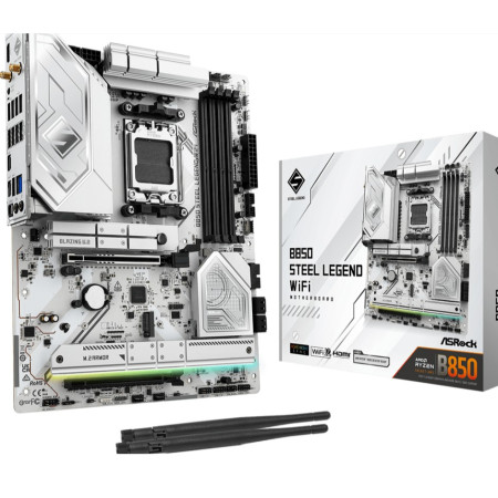ASROCK B850 STEEL LEGEND WIFI PCIe Gen5 Graphics, M.2 - 2.5G LAN, 802.11be Wi-Fi 7