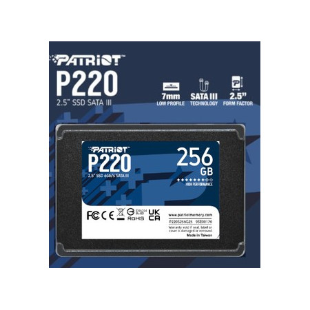SSD 2,5'' 256GB SATA3 PATRIOT220 READ:500MB/S-WRITE:490MB/S
