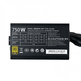 ALIMENTATORE ATX 750W COOLERMASTER MWE GOLD MPY-7501-ACAAG-EU PFC ATTIVO 80+GOLD 240VAC FAN120MM CAVO EU