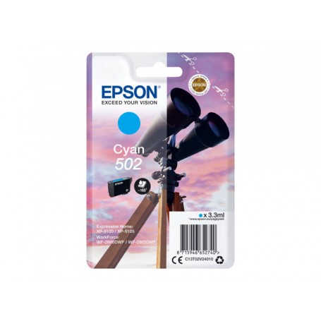 Epson 502 - 3.3 ml - ciano - originale - blister - cartuccia d'inchiostro - per Expression Home XP-5100, 5105, 5150, 5155- Work