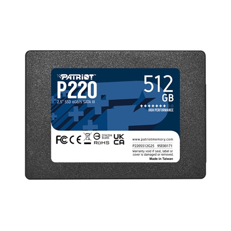 SSD 2.5" 512GB SATA3 PATRIOT P220S512G25 P220 READ:550MB/S-WRITE:500MB/S