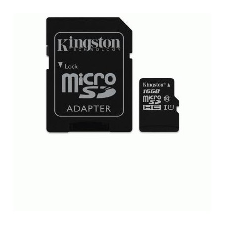 MICRO SECURE DIGITAL 16GB SDCS/16GB CLASS10 UHS-I 80MB/S + ADATTATORE CANVAS SELECT KINGSTON