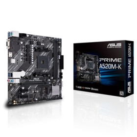 ASUS PRIME A520M-K A520 AM4 2XDDR4DC-4600O.C. D-SUB HDMI 1XPCIE3.0X16 4XSATA3R M.2 GBLAN MATX 90MB
