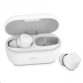 AURICOLARI WIRELESS  BIANCHE -BLUETOOTH 5.0V-PORTA BATT.700MAH CON FUNZ.RICARICA-SOFT TOUCH