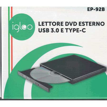 IGLOO LETTORE E MASTERIZZATORE DVD ESTERNO USB 3.0 E TYPE-C