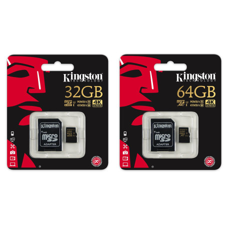 MICRO SECURE DIGITAL 32GB SDCR/32GB CLASS10 U3 UHS-I V30 A1 + ADAPT READ:100MB/S WRITE:70MB/S CANVAS REACT KINGSTON
