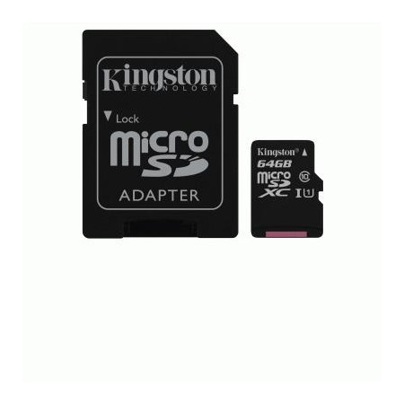 MICRO SECURE DIGITAL 64GB SDCS2/64GB CLASS10 UHS-I 100MB/S + ADATTATORE CANVAS SELECT PLUS KINGSTON