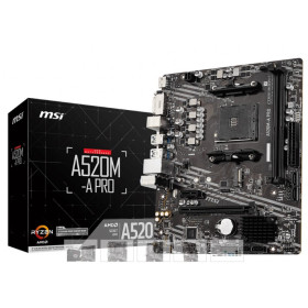 MSI AMD A520, A520M-A PRO AM4 2DDR4 11PCI-Ex16, 1M2, 4SATA3, 6USB3