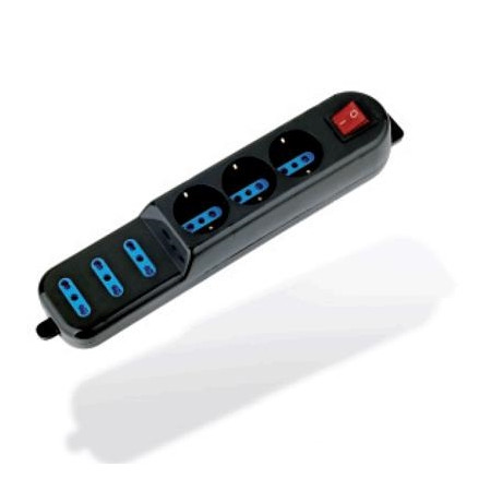 MULTIPRESA 6P ATLANTIS P011-SL203066 (3 SCHUKO/ITA-BIPASSO + 3 ITA-BIPASSO) +INTERR. NERA  -GAR.2 ANNI-