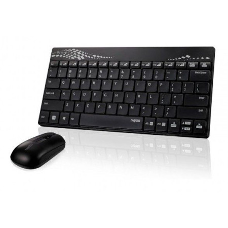RAPOO Tastiera e Mouse Wireless 8000 Colore Nero