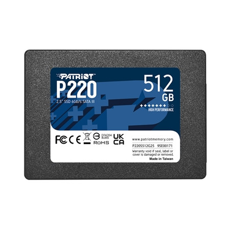 SSD 2.5" 512GB SATA3 PATRIOT P220S512G25 P220 READ:550MB/S-WRITE:500MB/S