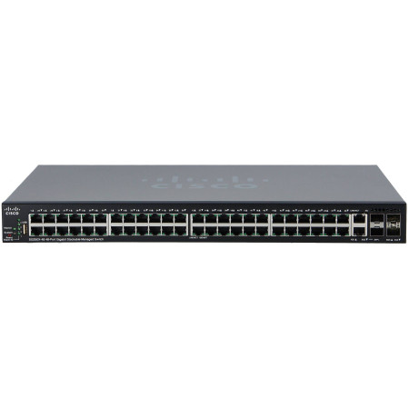 Switch L3 Cisco SG350X-48 con 48 porte Gigabit Ethernet (GbE), 2 x 10 G combinate + 2 x SFP+, protezione limitata a vita (SG350
