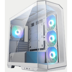 MSI MAG PANO M100R PZ WHITE Case PC Micro-ATX - 3 ventole ARGB da 120mm a lama inversa e 1 ventola ARGB da 120mm con Hub, Suppo