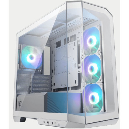 MSI MAG PANO M100R PZ WHITE Case PC Micro-ATX - 3 ventole ARGB da 120mm a lama inversa e 1 ventola ARGB da 120mm con Hub, Suppo